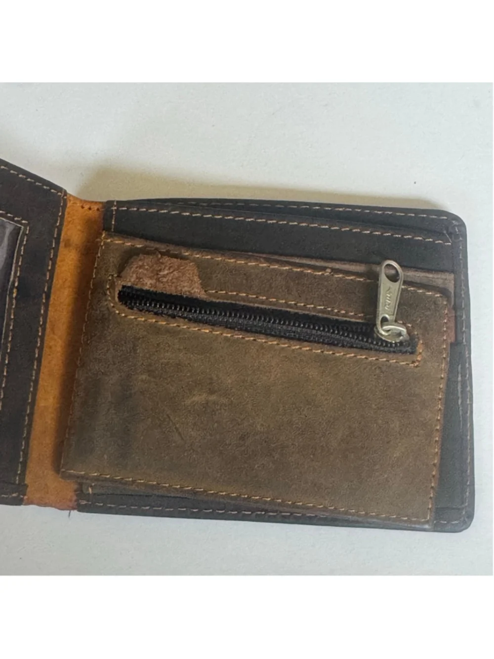 Tumi Leather Hair-On-Hide Bifold Wallet Brown Patchwork Southwestern Coin Zip